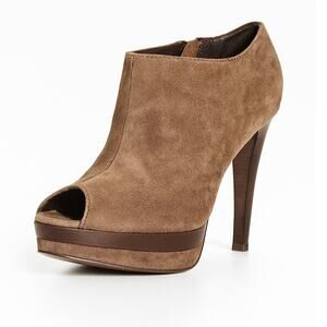 Daniel Brown Suede Leather Peep Toe Heeled Bootie Pumps Size 37